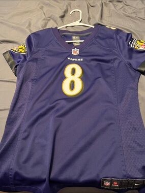Nike Baltimore Ravens #8 Purple and Gold Football Jersey